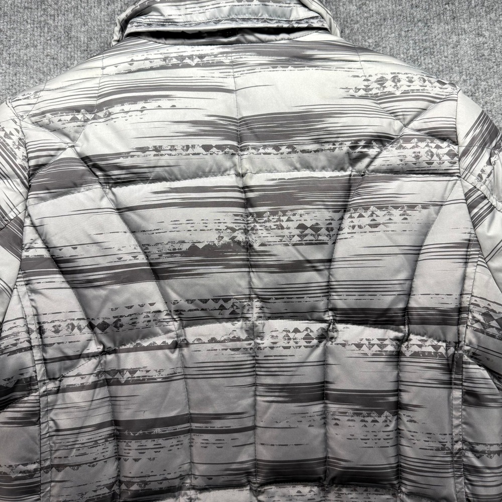 Eddie Bauer Puffer Coat Women Gray Geometric Print Full Zip Down Filled - Picture 6 of 9